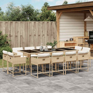 vidaXL 13-delige Tuinset met kussens poly rattan beige