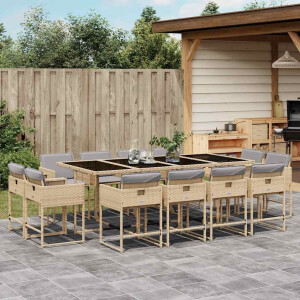 vidaXL 13-delige Tuinset met kussens poly rattan gemengd beige