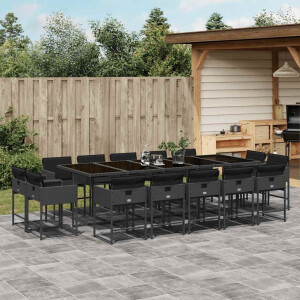 vidaXL 15-delige Tuinset met kussens poly rattan zwart
