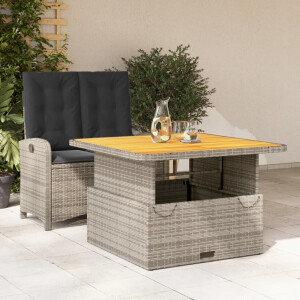 vidaXL 2-delige Tuinset met kussens poly rattan grijs
