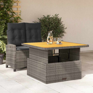 vidaXL 2-delige Tuinset met kussens poly rattan grijs