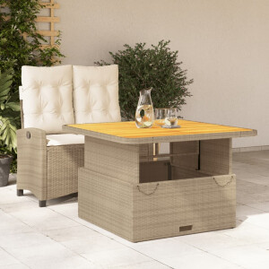 vidaXL 2-delige Tuinset met kussens poly rattan beige
