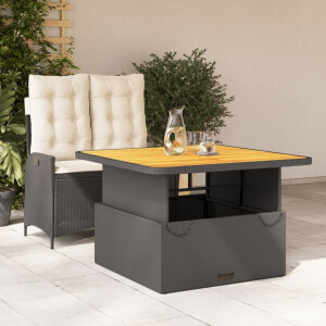 vidaXL 2-delige Tuinset met kussens poly rattan zwart