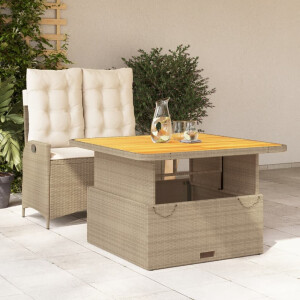 vidaXL 2-delige Tuinset met kussens poly rattan beige