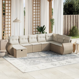 vidaXL 8-delige Loungeset met kussens poly rattan beige