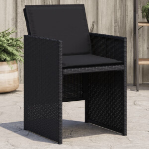 vidaXL Tuinstoelen 4 st met kussens poly rattan zwart