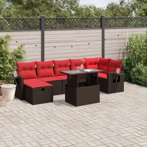vidaXL 8-delige tuinbankset met kussens, bruin polyrotan