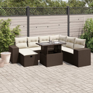 vidaXL 8-delige Loungeset met kussens poly rattan bruin