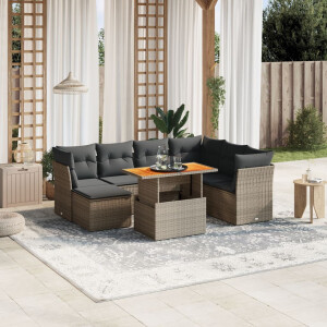 vidaXL 8-delige Loungeset met kussens poly rattan grijs