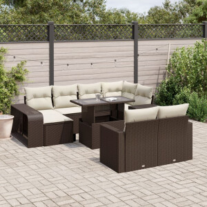 vidaXL 11-delige Loungeset met kussens poly rattan bruin