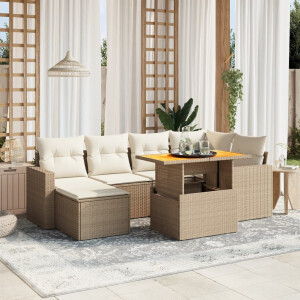 vidaXL 11-delige Tuinset met kussens poly rattan beige