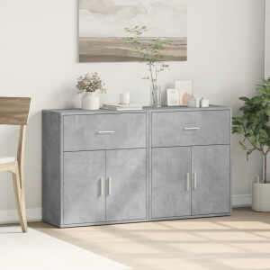 vidaXL Dressoirs 2 st 60x31x70 cm bewerkt hout betongrijs
