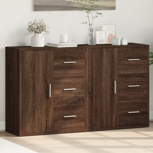 vidaXL Dressoirs 2 st 60x31x70 cm bewerkt hout bruin eikenkleurig
