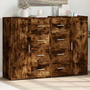 vidaXL Dressoirs 2 st 60x31x84 cm bewerkt hout gerookt eikenkleurig