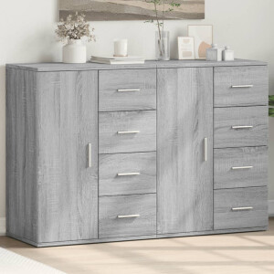 vidaXL Dressoirs 2 st 59x39x80 cm bewerkt hout grijs sonoma