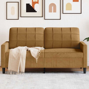 vidaXL Tweezitsbank 140 cm stof bruin