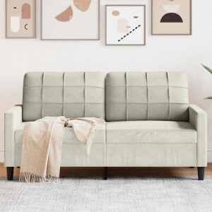 vidaXL Tweezitsbank 140 cm fluweel crèmekleurig