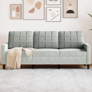 vidaXL Driezitsbank 180 cm fluweel lichtgrijs