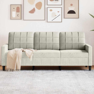 vidaXL Driezitsbank 180 cm fluweel crèmekleurig