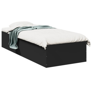 vidaXL Bedframe bewerkt hout zwart 75x190 cm