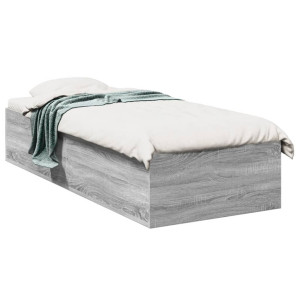 vidaXL Bedframe bewerkt hout grijs sonoma eikenkleurig 75x190 cm