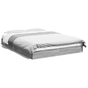 vidaXL Bedframe bewerkt hout grijs sonoma eikenkleurig 140x200 cm