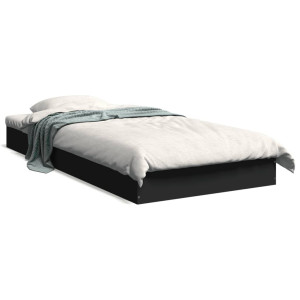 vidaXL Bedframe bewerkt hout zwart 75x190 cm