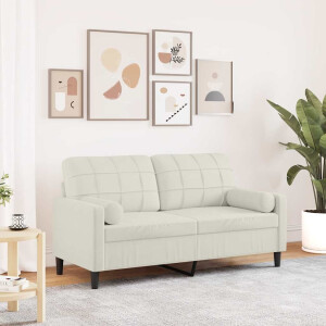 vidaXL Tweezitsbank met sierkussens 140 cm fluweel crèmekleurig