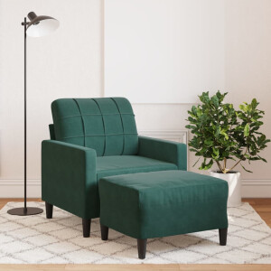 vidaXL Fauteuil met voetenbank 60 cm fluweel donkergroen