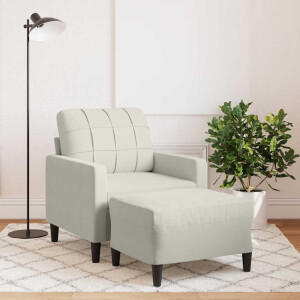 vidaXL Fauteuil met voetenbank 60 cm fluweel crèmekleurig
