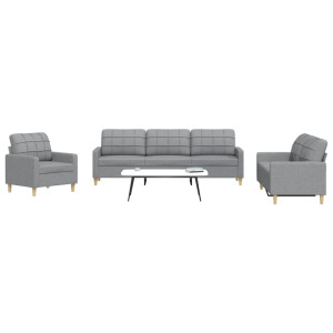 vidaXL 3-delige Loungeset stof lichtgrijs