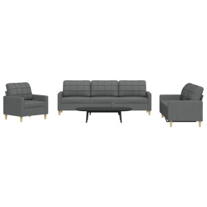 vidaXL 3-delige Loungeset stof donkergrijs