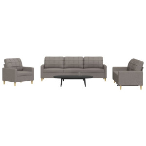 vidaXL 3-delige Loungeset stof taupe