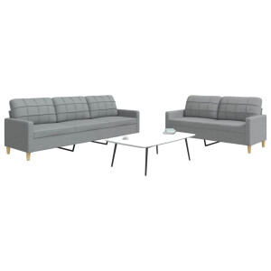 vidaXL 2-delige Loungeset stof lichtgrijs