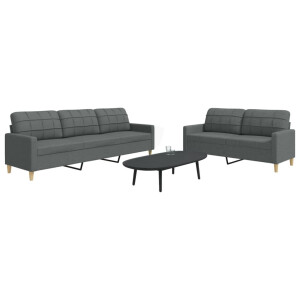 vidaXL 2-delige Loungeset stof donkergrijs