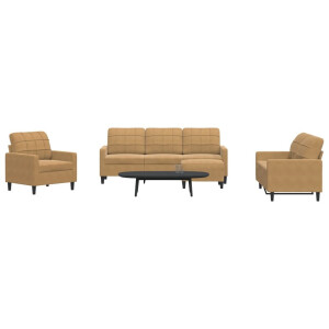vidaXL 4-delige Loungeset met kussens fluweel bruin