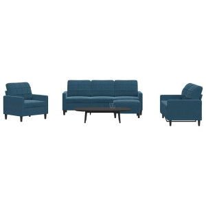 vidaXL 4-delige Loungeset met kussens fluweel blauw