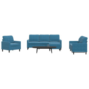 vidaXL 4-delige Loungeset met kussens fluweel blauw