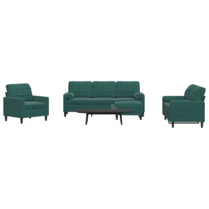 vidaXL 4-delige Loungeset met kussens en bolsters fluweel donkergroen