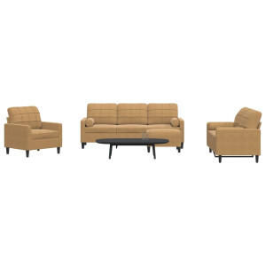 vidaXL 4-delige Loungeset met kussens en bolsters fluweel bruin