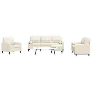 vidaXL 4-delige Loungeset met kussens en bolsters fluweel crèmekleurig