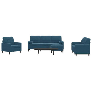 vidaXL 4-delige Loungeset met kussens en bolsters fluweel blauw