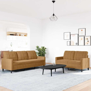 vidaXL 2-delige Loungeset met kussens fluweel bruin