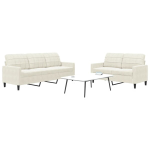 vidaXL 2-delige Loungeset met kussens fluweel crèmekleurig