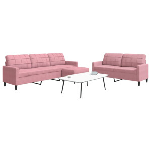 vidaXL 3-delige Loungeset met kussens fluweel roze