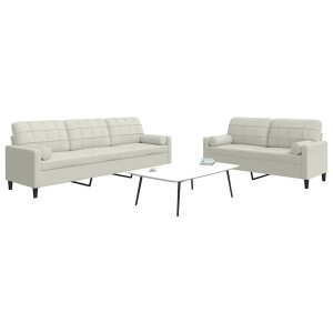 vidaXL 2-delige Loungeset met kussens en bolsters fluweel crèmekleurig