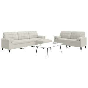 vidaXL 3-delige Loungeset met kussens en bolsters fluweel crèmekleurig