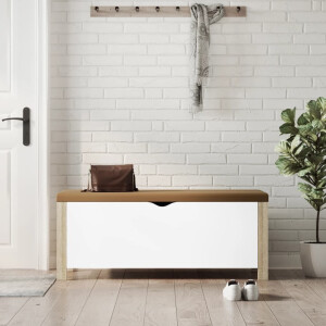 vidaXL Opbergdoos met kussen wit & sonoma eiken 105x40x45 cm