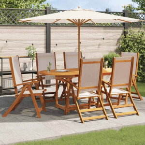 vidaXL Tuinstoelen inklapbaar 6 st massief acaciahout en textileen