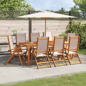 vidaXL Tuinstoelen inklapbaar 8 st massief acaciahout en textileen